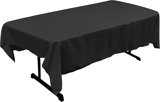 LA Linen Polyester Poplin Washable Rectangular Tablecloth, Stain and Wrinkle Resistant Table Cover 60x90, Fabric Table Cloth for Dinning, Kitchen, Party, Holiday 60 by 90-Inch, Black