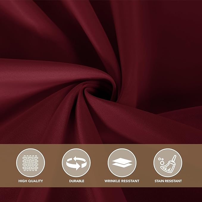 sancua Square Tablecloths 54x54 Inch Burgundy, 2 Pack - Fabric Table Cloth for Square or Round Tables, Washable Polyester Table Cover for Christmas Dinner, Holiday Party, Decorative Display Tables