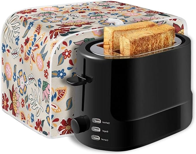 Doojoayie Toaster Cover Dust Resistant Cover for Kitchen Small Appliance Florals 2 Slice Bread Machine Protector Decorative Accessories for Home Kitchen