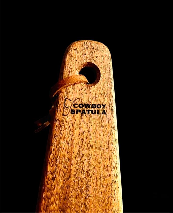 COWBOY SPATULA - Mesquite Wood Spatula, Handmade in Texas, Made in USA, Perfect for cast iron cookware, steel cookware, nonstick cookware - Personalization Optional (Christmas - Cowboy Christmas)