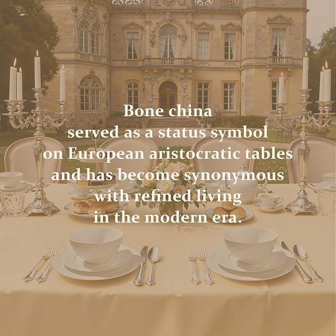 KINGSTONE Bone China Dinnerware Set, 18-Piece White Lightweight Porcelain with Textured Design Service for 6, Plates, Bowls, for Family Dining, Restaurants, Gifting,Microwave and Dishwasher Safe
