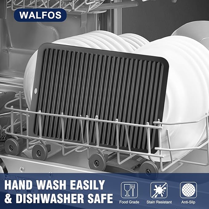 Walfos Large Silicone Trivet 16x12 Inch, Trivets for Hot Pots and Pans, Heat Resistant Pot Holders Hot Pads for Kitchen Quartz Countertops, Hot Dishes, 2 Pack