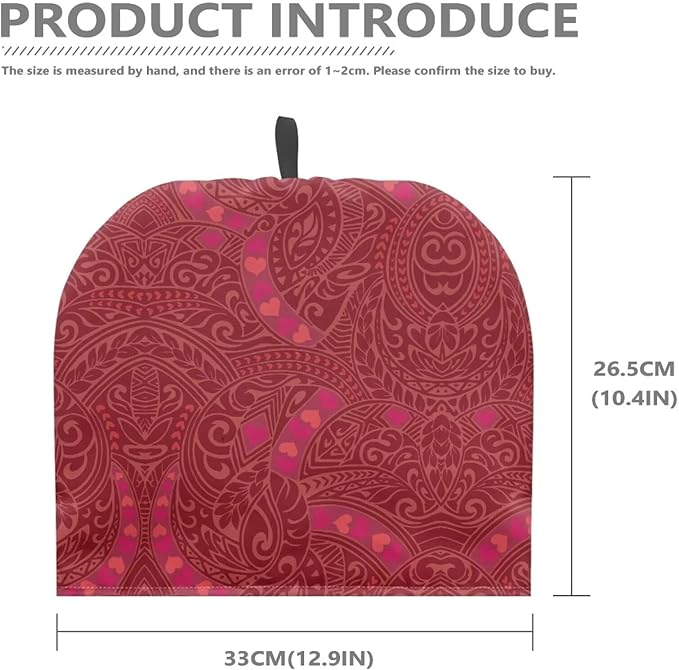 Tea Cozy for Teapots with Handle - Valentine's Day Heart and Polynesia Print Dust Insulated Cover, Hanging Fold-Up Design, Suitable for Kitchen and Living Room Table Decoration