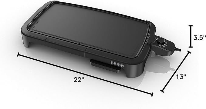 BLACK+DECKER 8-Serving Electric Griddle, GD2051B, Non-Stick Cooking Surface, Warming Tray, Removable Drip Tray, Family Sized