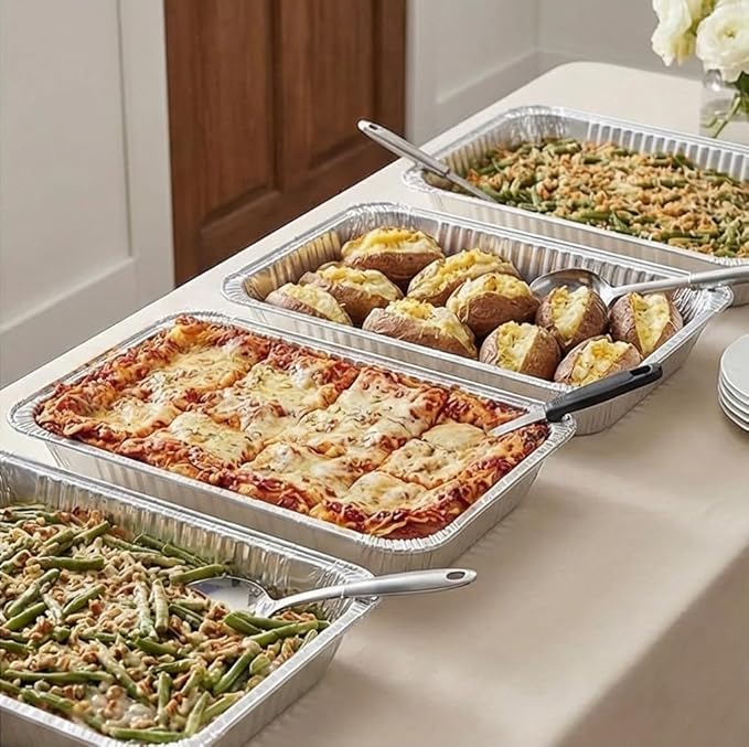 Aluminum Pans Full Size, Large Disposable Roasting & Baking Pan, 21"x13" Deep Foil Pans (10 Pack) Extra Heavy Duty Chafing Trays for Hotels, Restaurants, Caterers, Steam Table, Buffets & Bakeware