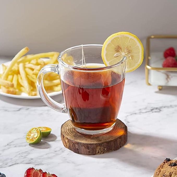 D.M DESIGN·MASTER [6 PACK,12 OZ - Premium Glass Coffee Mugs with Handle. Transparent Tea Glasses for Hot/Cold Beverages, Perfect Design for Americano, Cappuccino, Tea and Beverage.