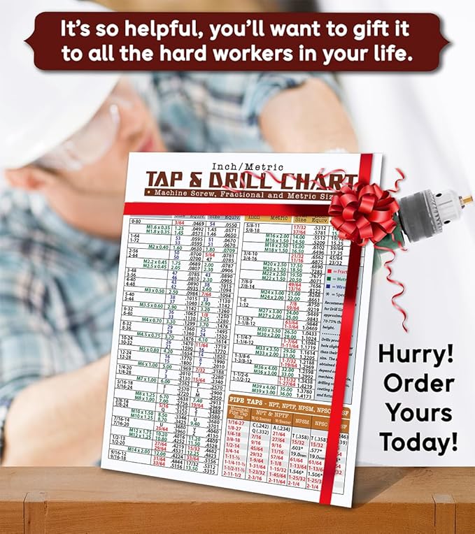 Magnetic Tap & Drill Metric Conversion Chart - 8.5"x11" Guide to Metric Conversions Magnet - Tap Drill Size Chart - Comprehensive Metric Conversion Chart & Drill Hole Size Magnetic Chart
