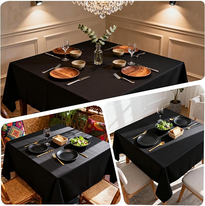 8 Pack Black Square Tablecloth 54x54 Inch Table Cloth for Square Tables, Wrinkle Resistant Washable Polyester Fabric for Dining Banquet Wedding Party