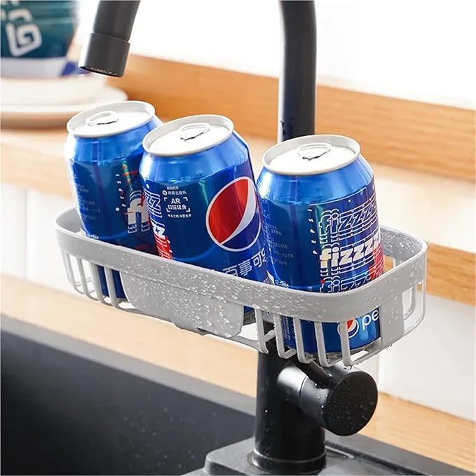 Adjustable Kitchen Sink Drain Rack Sponge Storage Faucet Holder Soap Drainer Shelf Basket Organizer Bathroom Accessories(Short-Grey)