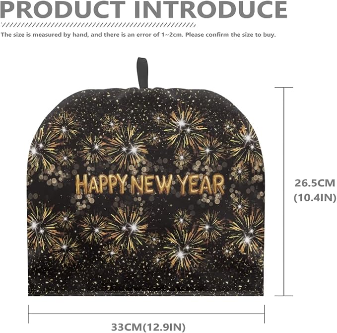 Happy New Year Letter Print Tea Cosy Pot Cozies Decorative Accessories for Teapots Insulated Beautiful Flower Tea Cozies Home Decor Pot Cozy for Keeping Warm Kitchen Accessory