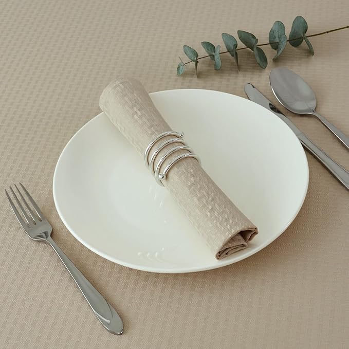 maxmill Cloth Napkins 20 x 20 Inch Weaved Texture Pattern Soft Comfortable and Luxury Serviette for Restaurant Family Dinners Weddings Parties and Banquets Set of 4 Pieces, Natural