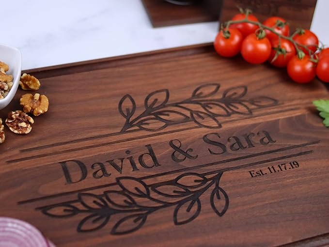 Personalized Cutting Board – Custom Engraved Walnut, Maple, or Cherry Wood – Wedding, Anniversary, Housewarming, Retirement, Charcuterie Gift