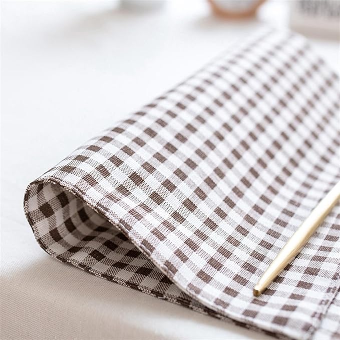 Modern Checked Fabric Table Mats Simple Design Tableware Kitchen Tool Table Decor Cotton Placemat Set of 4(4 pcs 30x45cm)