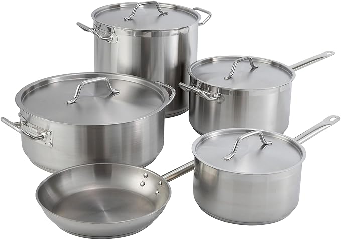 Winware Stainless Steel 32 Quart Stock Pot with Cover, Silver