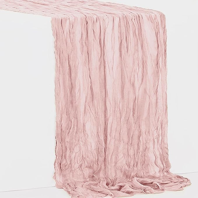 1 Pack Blush Pink Cheesecloth Table Runner 35x120 Inch 10Ft Rustic Gauze Cheese Cloth Table Runner Sheer Cheesecloth Table Runners for Wedding Party Bridal Shower Decoration