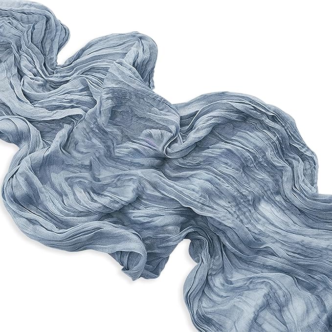 6 Pack Dusty Blue Cheesecloth Table Runner 35x120 Inch 10Ft Rustic Gauze Cheese Cloth Table Runner Sheer Cheesecloth Table Runners for Wedding Party Bridal Shower Decoration