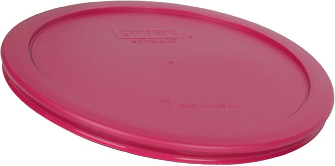Pyrex 7402-PC 7-Cup Fuchsia Pink Plastic Food Storage Lid, Made in USA - 4 Pack