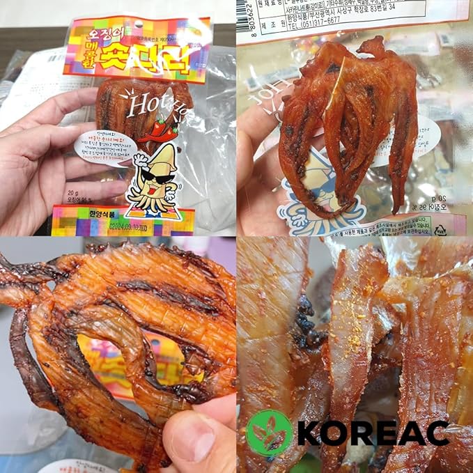 KOREAC_ Korean Food Korea Dried Squid Legs(Spicy) 20g x 10ea 오징어 숏다리 매콤
