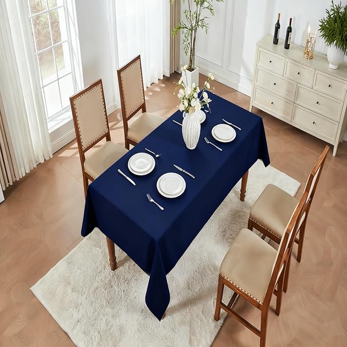 EKAINA Waterproof Faux Linen Rectangle Tablecloth Spill-Proof Wipe-Clean Dining Table Cover for Kitchen Party Holiday Everyday Use
