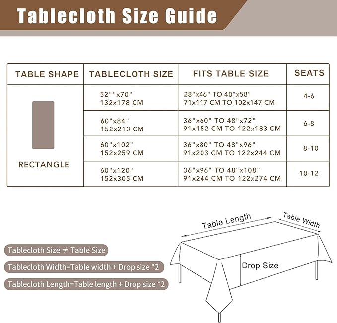 Faux Linen Tablecloths for Rectangle Tables, 2 Pack Burlap Textured Table Cloths Washable Farmhouse Table Cover Water Resistant for Dining, Wedding, Outdoor(Khaki, 60"×84")
