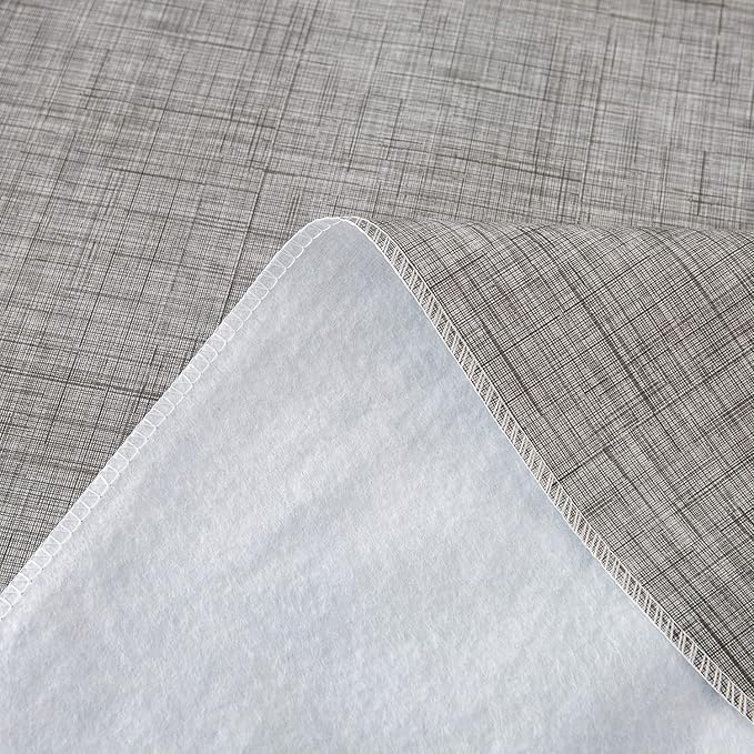 Pioggia Vinyl Tablecloth with Flannel Backing Oblong Waterproof Oil-Proof Plastic Table Cloth Wipeable PVC Table Cover for Indoor and Outdoor (Grey, 60 x 120 Inch)