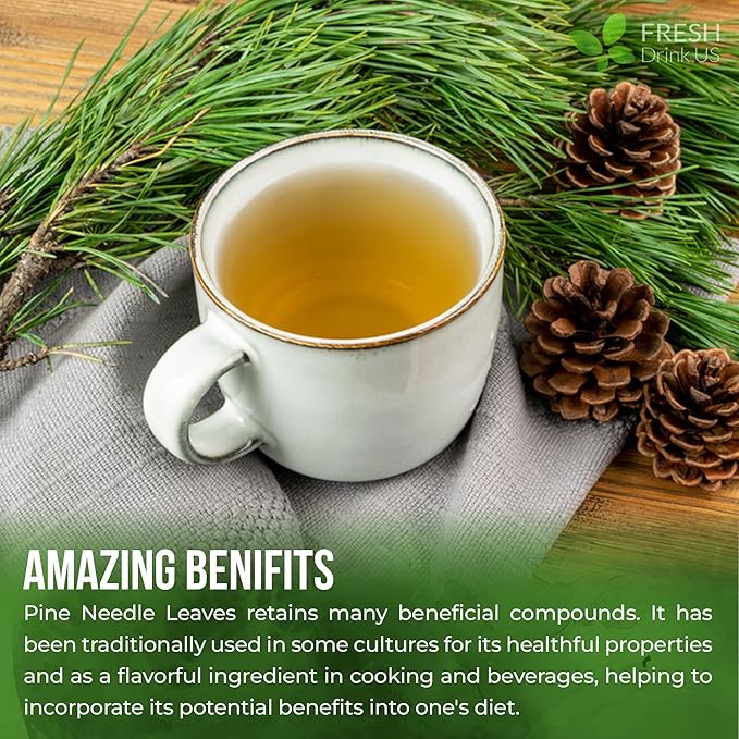 FreshDrinkUS, Premium 8oz Pine Needle Leaves Herbal Tea β Dried Loose Leaf Pine Needles β Naturally Fresh & Aromatic Caffeine-Free Herbal Tea. Sugar-Free. Vegan