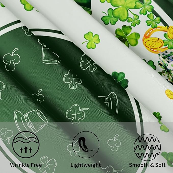 St Patricks Day Round Tablecloth 60 Inch Green St Patrick's Day Shamrocks Gnome Truck Table Cloth Spring Holiday Table Cover for Party Kitchen Dinner Home Decor