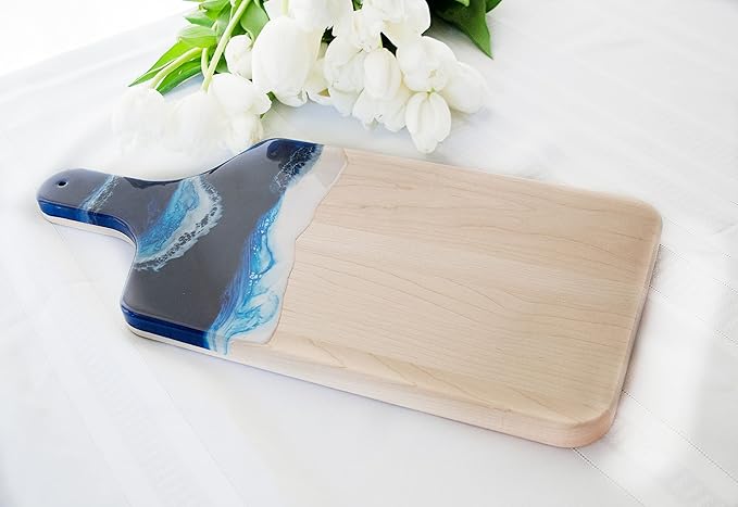 Ocean Beach Theme Wood Cutting Board with handle or Cheese Serving Board Party Tray Coastal Decor, Charcuterie board