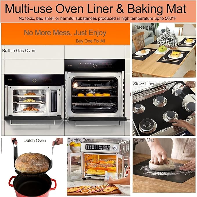 XL Thickened Copper Oven Liners for Bottom of Oven | 3 Pack 17x25 Inch Heavy Duty Non-Stick Mats,BPA & PFOA Free,Dishwasher Safe,Oven Floor Protectors for Electric/Gas/Toaster Ovens