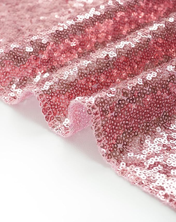Eternal Beauty Fuchsia Pink Tablecloth, 90x156 Inch Sequin Rectangle Table Cover for Valentines Cake Dessert Exhibition Party Birthday Events
