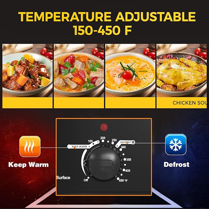 22-Quart Electric Roaster Oven with Removable Pan and Self-Basting Lid, Perfect for Turkey Roasting with Temperature Control from 150 to 450°F and Cool-Touch Handles,Black