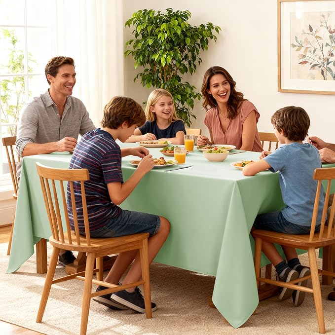 10-Pack Sage Green Tablecloths for Rectangle Tables, 54 x 108 Inches, Stain-Resistant Polyester Fabric for 6 Foot Tables - Washable Table Covers for Weddings, Birthday Parties, Events