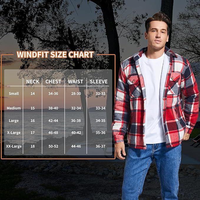 Men's Cotton Sherpa Lined Button Down Flannel Shirt Jacket Plaid Soft Outdoor Flannel Jacket Shirt