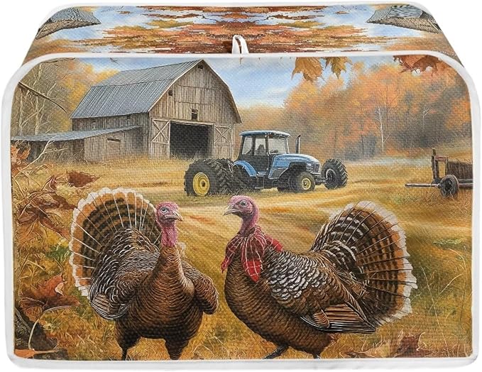 Doojoayie Turkey Toaster Cover Toaster Storage Bag Bread Maker Cover Stain Resistant for Kitchen 4 Slice Small Appliance Protector Thanksgiving Decor