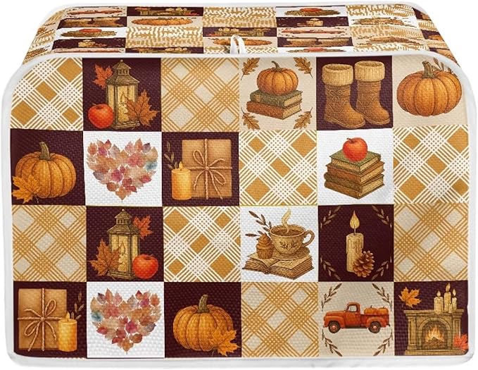 Doojoayie Fall Decor Toaster Cover with Pumpkin Print Dust Resistant Bread Machine Protector Thanksgiving Theme Oven Cover 2 Slice Small Appliance Dust and Fingerprint Protection