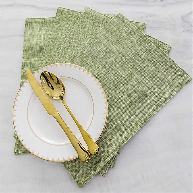 Placemat Set of 4/6 Washable Place Mats Placemats Heat Faux Linen Burlap Placemat for Dining Table Kitchen Table Mats(Blue 6 Pieces)