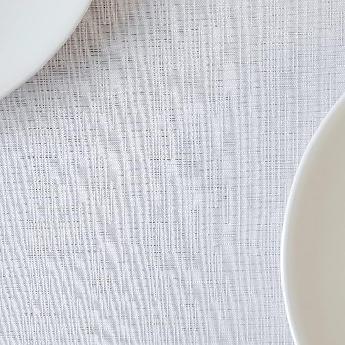 maxmill Faux Linen Texture Tablecloth Stain Resistant Waterproof, Wrinkle Resistant Washable Table Cloth, Fabric Table Cover for Dining Room, Indoor and Outdoor Use, Rectangle 60 x 120 Inch, White