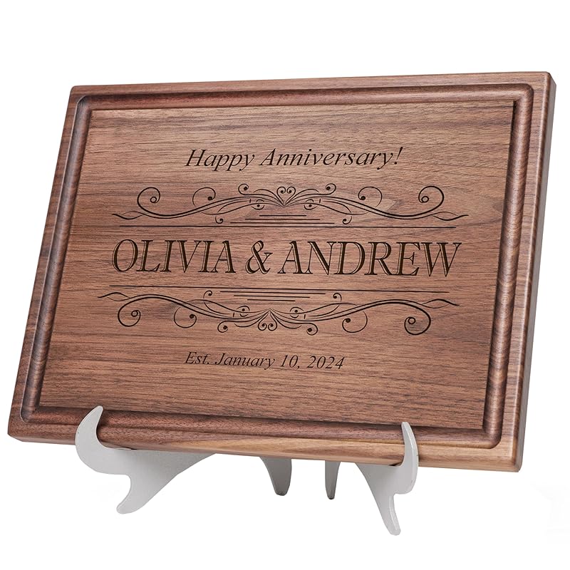 Straga Personalized Cutting Boards | Handmade Wood Engraved Charcuterie | Custom Wedding, Anniversary, Housewarming Gift for Newlyweds 002