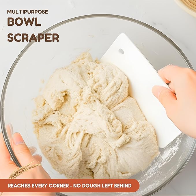EROIR Sourdough Starter Kit - 38oz Glass Starter Jar with Date Marked Feeding Band, Thermometer, Jar Scraper, 9" Round Bread Proofing Basket, Dough Whisk, Lame, Bowl Scraper, Clean Brush, Recipes Book