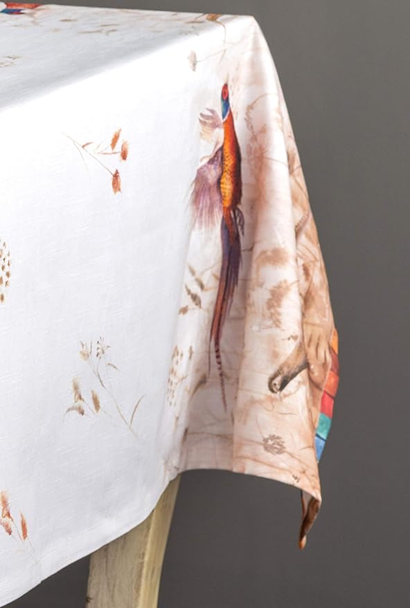 Maison d' Hermine Table Cloth Rectangle Table 100% Cotton 60 x 120 Inches Fall Tablecloth Reusable Everyday Use for Thanksgiving Christmas Decorations Dining Farmhouse Party (Faisan D'Automne)