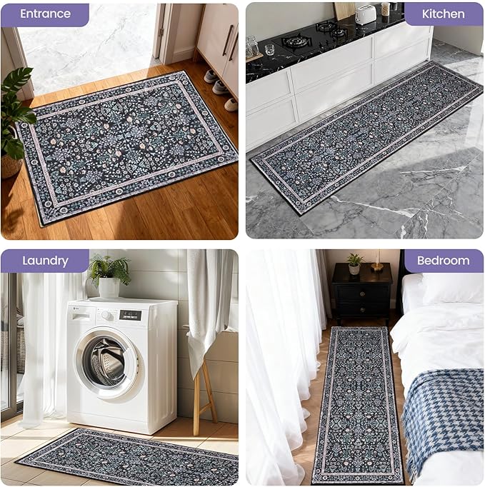 Kitchen Rug Set 3Pcs, Boho Rug Sets Non Slip Washable for Floor Thick Farmhouse Kitchen Decor Runner Rugs for Kitchen, Entryway,Laundry, Hallways 20''x32''+20''x48''+20''x59