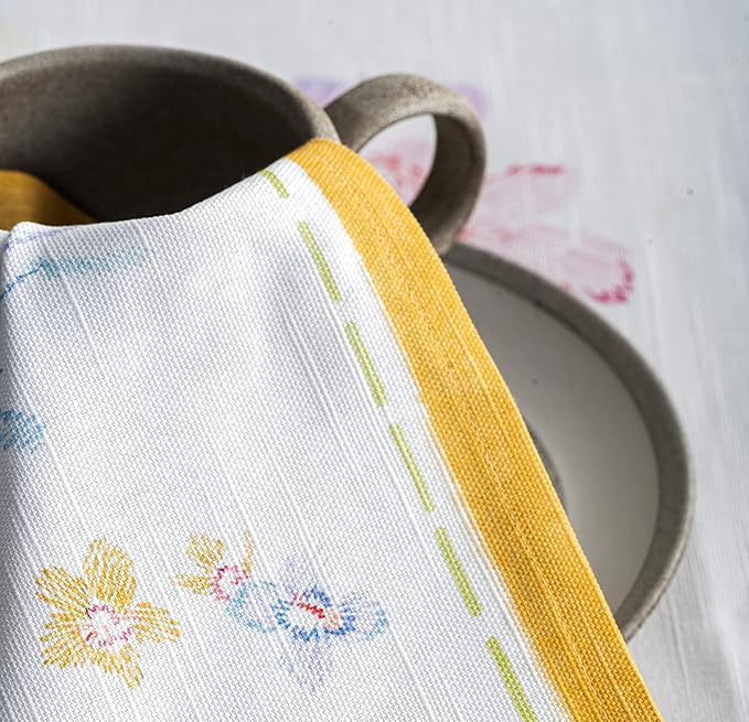 Maison d' Hermine Cloth Napkins Set of 4 100% Cotton Everyday Reusable Square Napkins Cloth Washable Dinner Wedding Restaurant Valentines Day Decorations Spring/Summer (Paradise Island, 20" x 20")