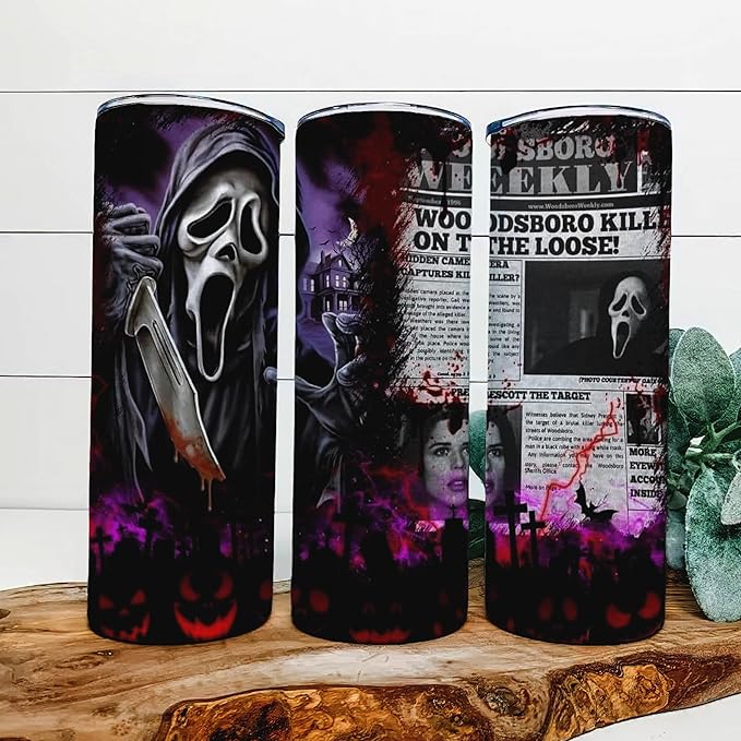 Halloween Ghost Tumbler 20oz Skinny Straight Tumbler drinkware-with straw -water bottle -coffee mug cup travel tumbler Stainless Steel Halloween