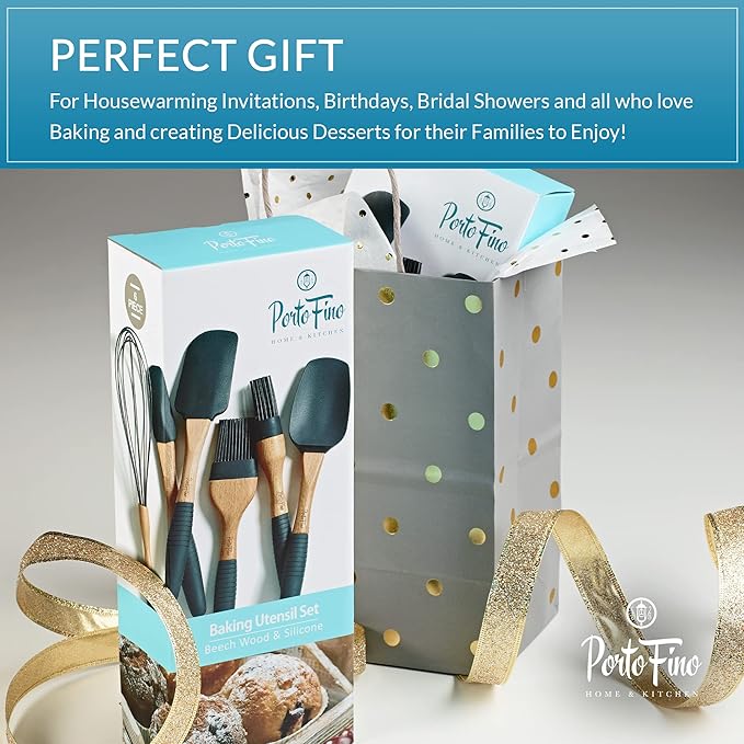 Baking Utensils Set 6 Pieces - Spatula Set for Baking - Baking Essentials 3 Spatula, 2 Pastry Brush, 1 Whisk - Spatulas Silicone Heat Resistant - Silicone Cooking Utensils - Gift for women - Dark Grey