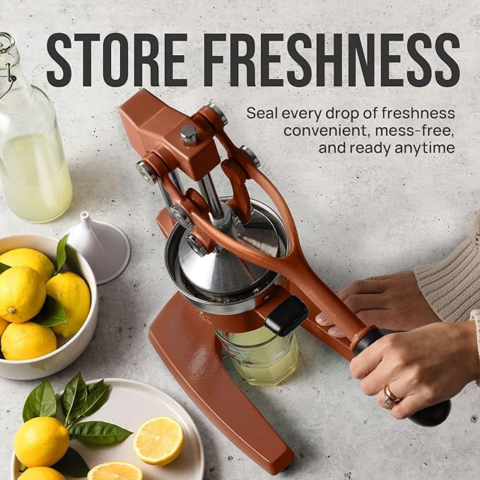 Zulay Kitchen Cast Iron Juicer - Easy-to-Clean Heavy-Duty Manual Juicer, Professional Citrus Juicer - Stainless Steel Lemon Squeezer - Manual Citrus Press & Orange Squeezer - Orange Juicer