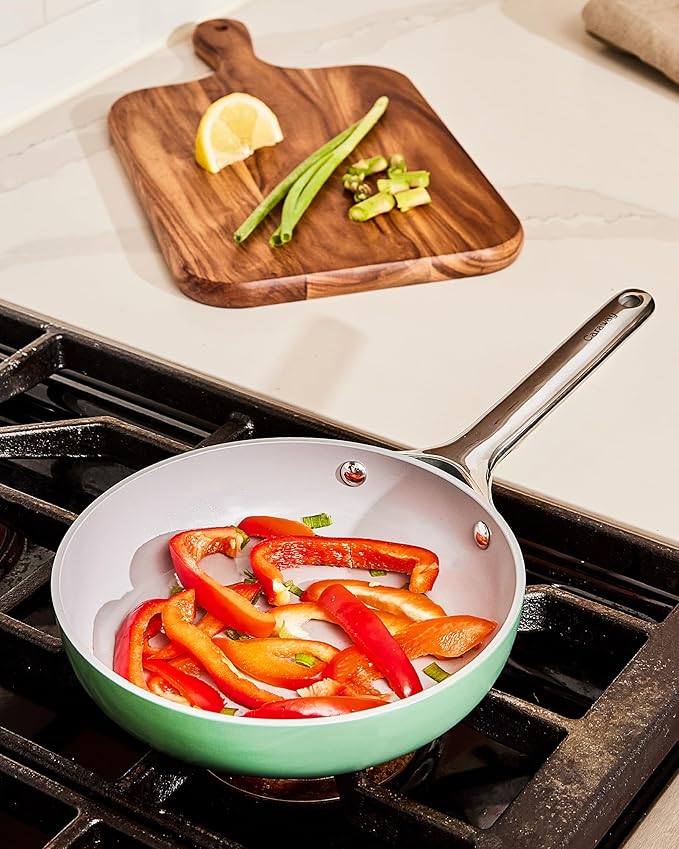 Caraway Fry Pan Duo - Nonstick Ceramic Frying Pan (8" & 10.5”) - Non Toxic, PTFE & PFOA Free - Oven Safe & Compatible with All Stovetops (Gas, Electric & Induction) - Gray