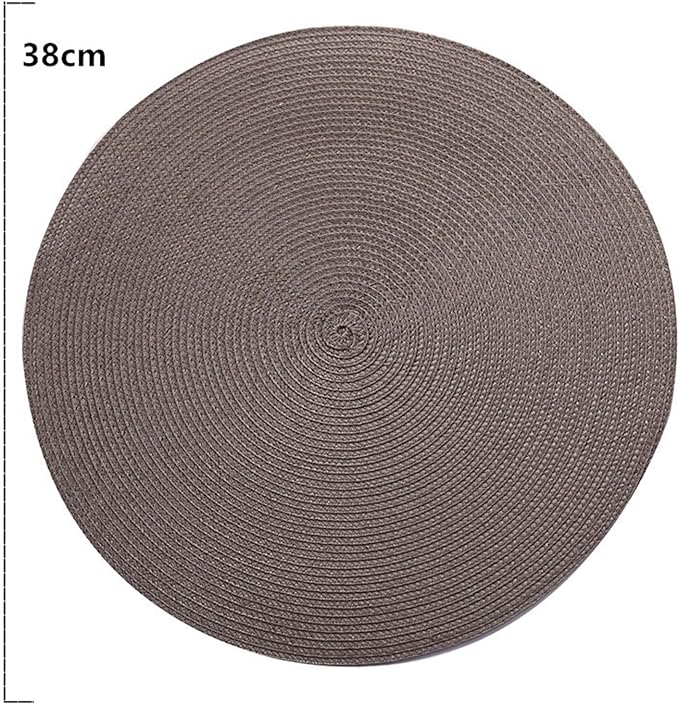 38CM Round Placemat Kitchen Dining Table Mats Steak Pad Anti-Scalding Insulation Nordic Hotel Restaurant Home Decor(Chocolate Colour)