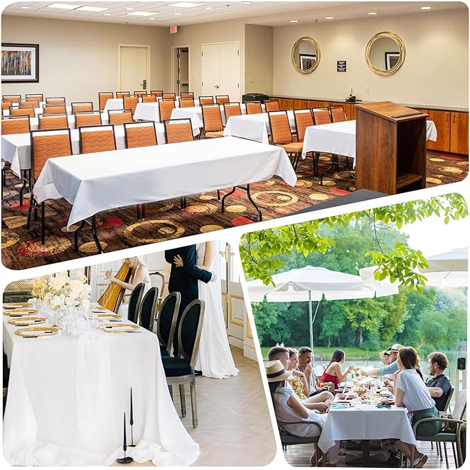 8 Pack White Table Cloth 60x102 Inch Rectangle Tablecloths for 6 Foot Rectangle Tables, Wrinkle Resistant Washable Polyester Fabric Rectangular Table Cover for Dining Banquet Wedding Party