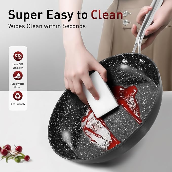MAISON ARTS Hard Anodized Nonstick Frying Pans Set 2 Piece, 10" and 12" Ceramic Coating Skillets
