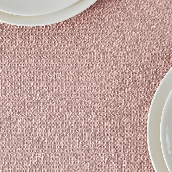 maxmill Weaved Texture Rectangle Tablecloth Water Resistant Wrinkle Free Spill-Proof, Soft Table Cloth for Dining Room Decoration, Banquet Parties Event Holiday Dinner, 60 x 84 Inch Pale Blush